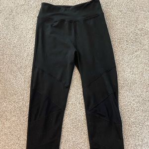 Black Capri Leggings w/ Mesh Detail
